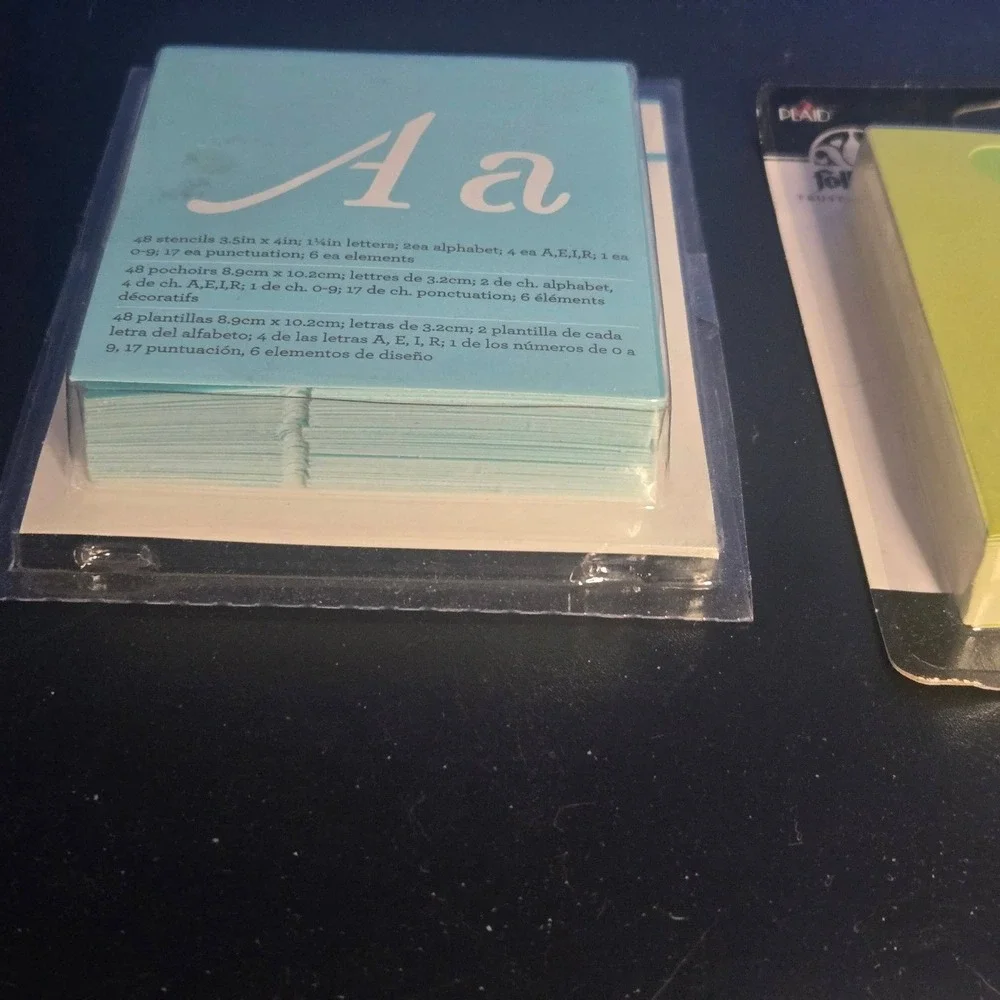 Martha Stewart FolkArt Monogram Letter Stencil Bundle 2pk Blue Green NEW 48pc ea - Picture 3 of 8